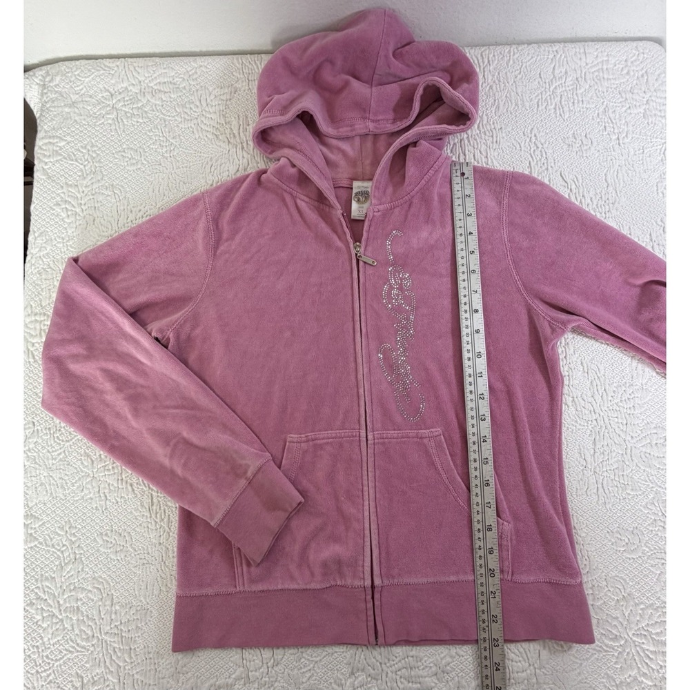 Ed Hardy Y2K Audiguier Tracksuit XL Pink Velour Tattoo Bling Graphic RARE USA - Picture 4 of 11